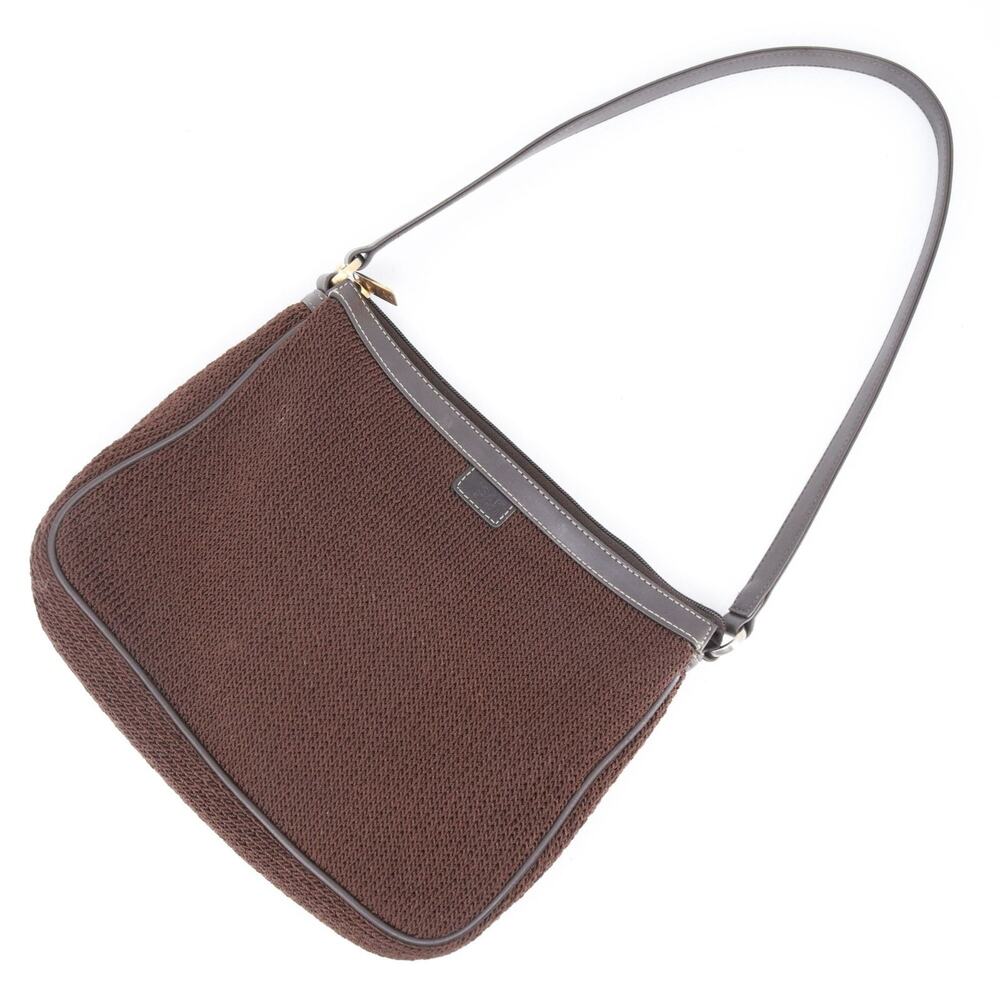 The Sak Handbag Women Small Brown Sleek Nylon Knit Lined Purse Shoulder Bag